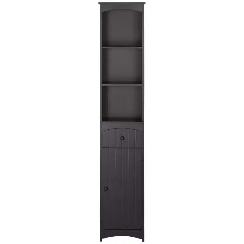 Mueble de almacenamiento de baño independiente, torre de lino alta con 3 estantes y cajón