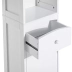 Mueble de almacenamiento de baño independiente, torre de lino alta con 3 estantes y cajón