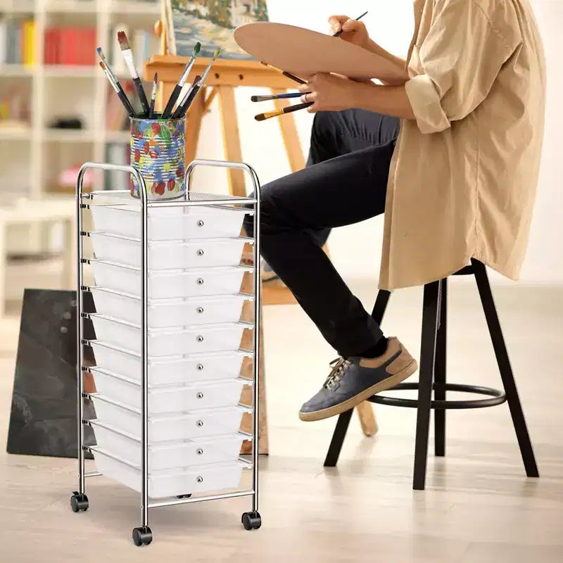 Carro de almacenamiento rodante de 10 cajones, organizador de papel para álbumes de recortes para oficina y escuela