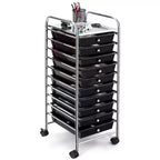 Costway 10 Drawer Rolling Storage Cart Scrapbook Paper Office School Organizer Gradient Black/Gradient Pink/Multicolor/Yellow/Colorful/Clear/Black/Hot Pink/Skin Pink/Purple